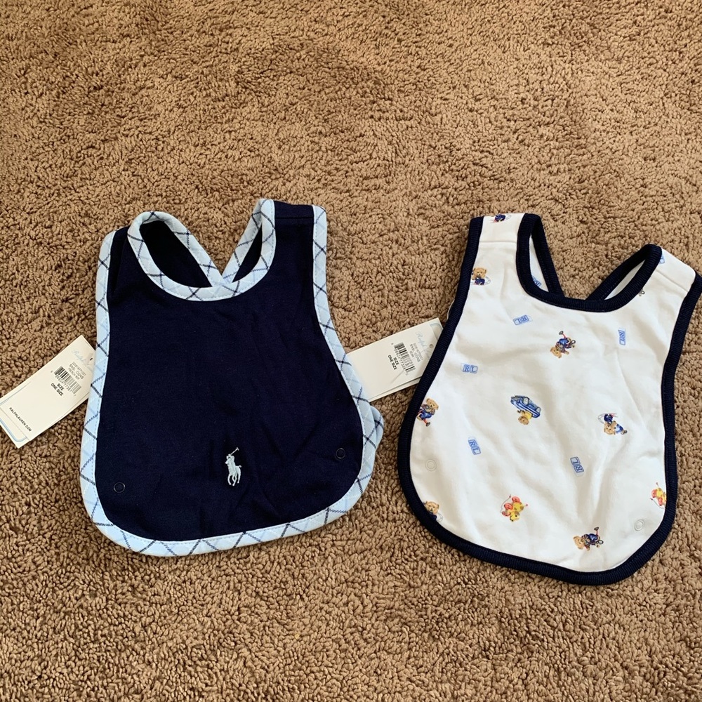 *NWT*Ralph Lauren Cross back Bibs -Set of 2-